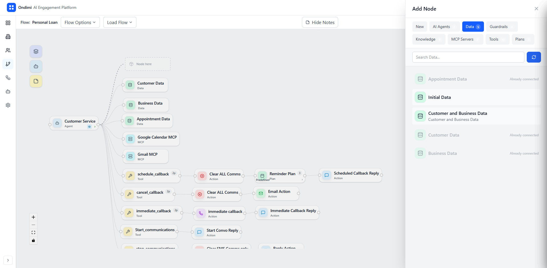 ai agent builder - existing nodes